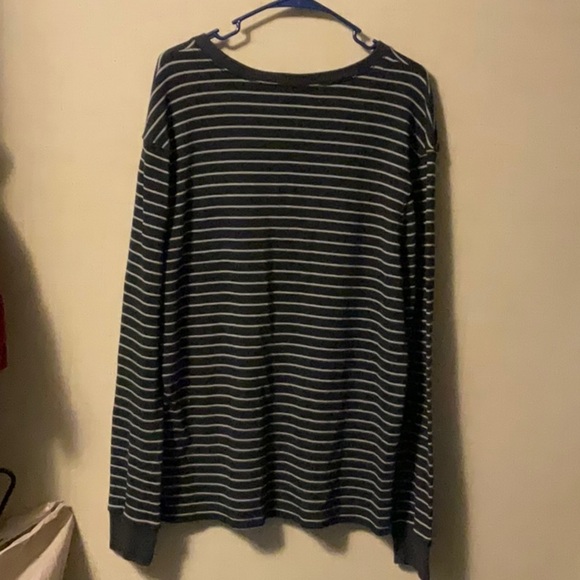 Navy Striped Long Sleeve Men's Tee - Picture 2 of 3